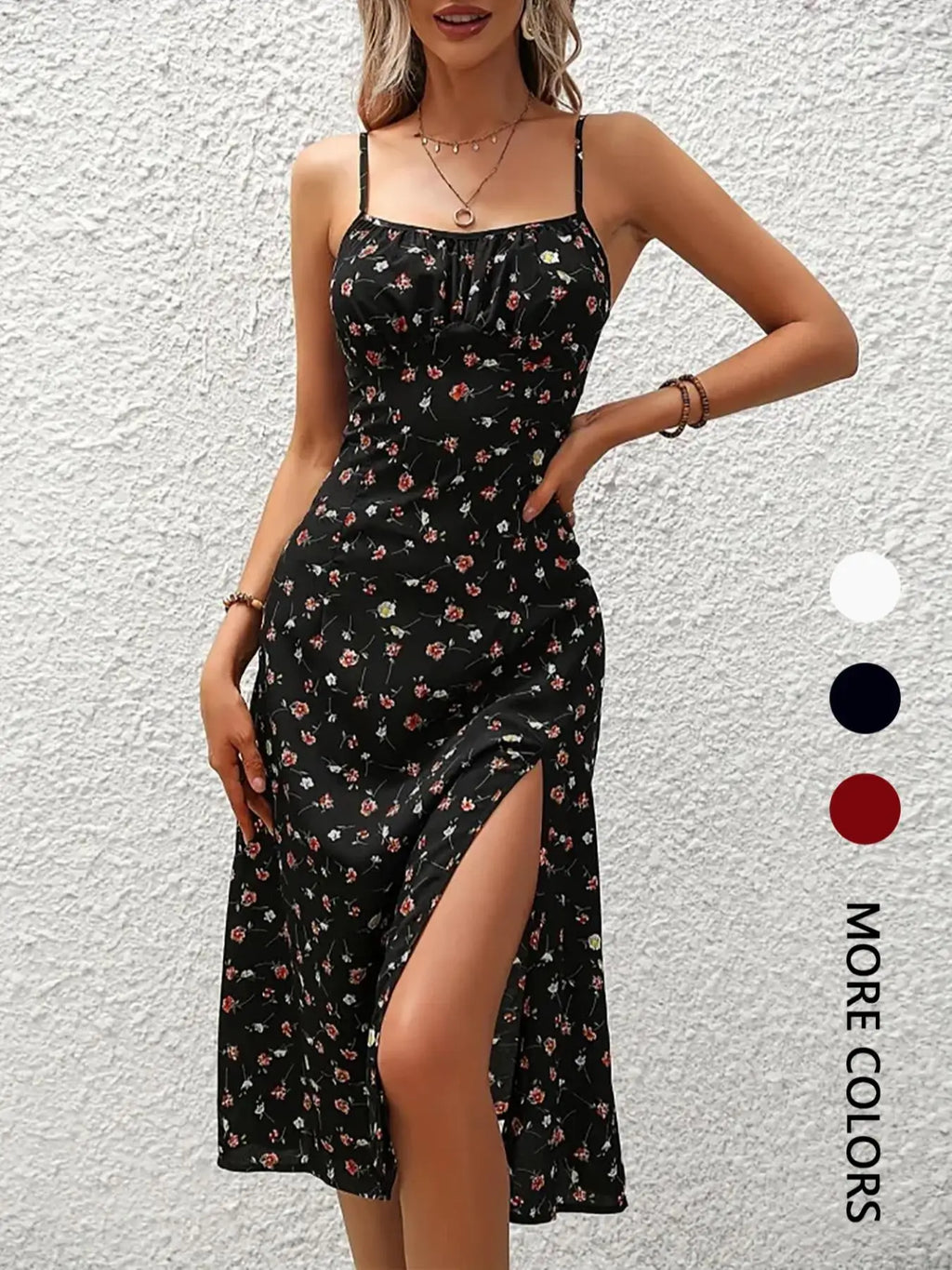Robe Midi Florale Asymétrique – Style Bohème Sans Manches