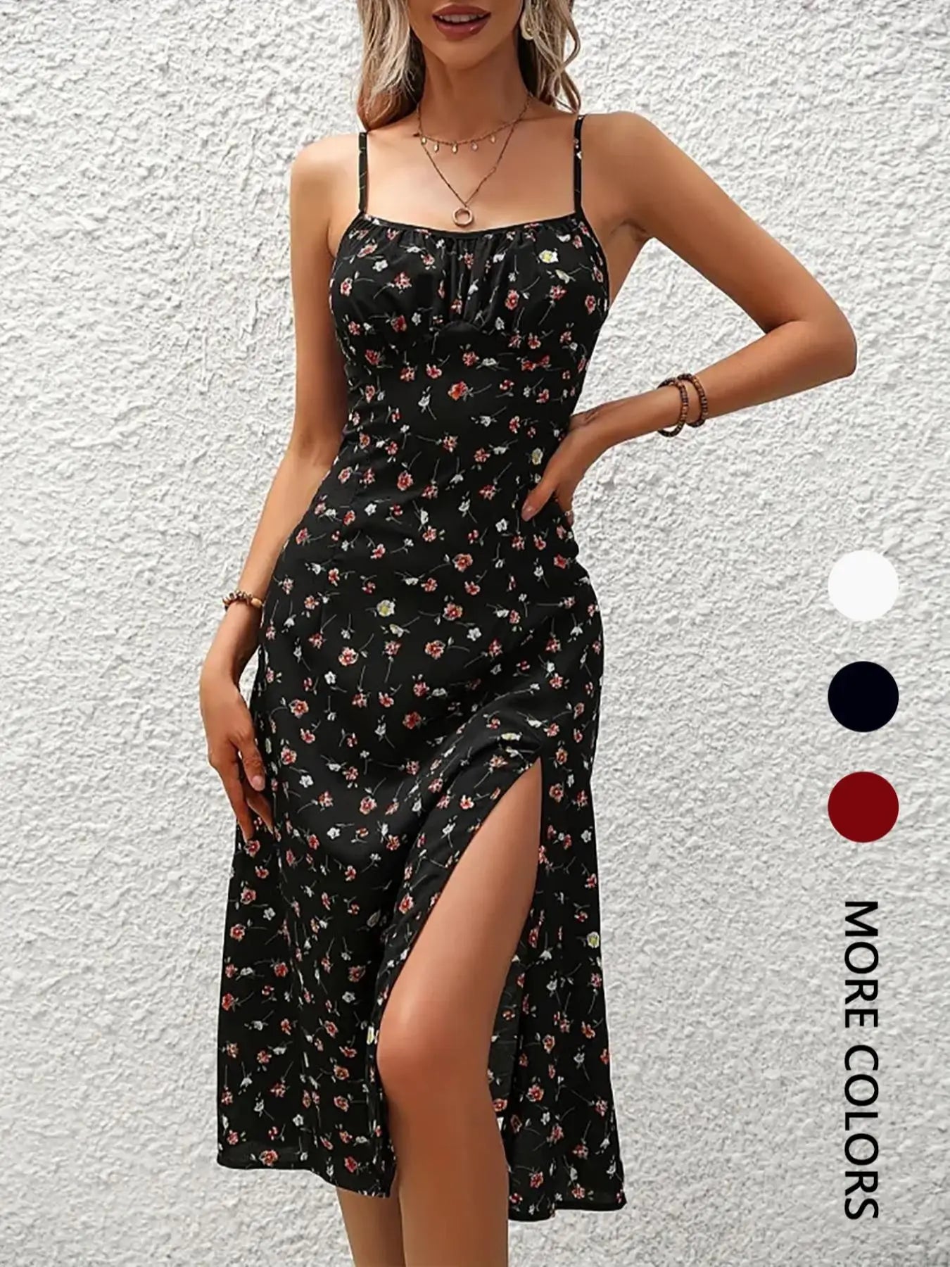 Robe Midi Florale Asymétrique – Style Bohème Sans Manches