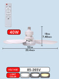 Ventilateur de plafond LED E27 avec télécommande et variateur — 30W/40W