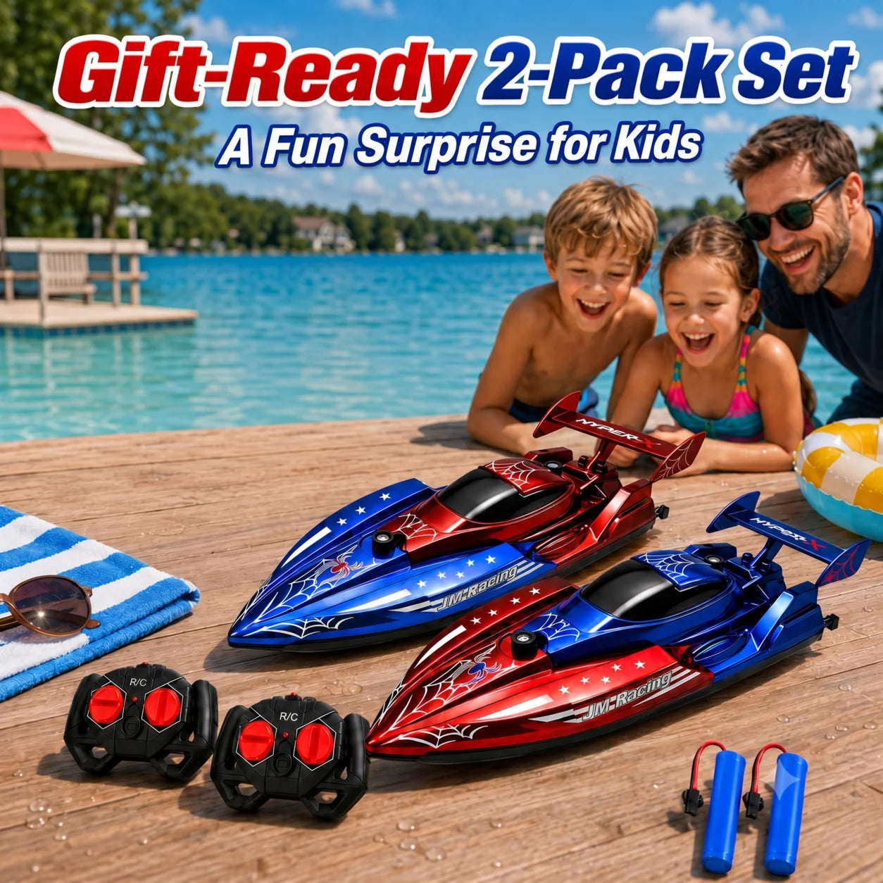 Bateau Télécommandé RC – Lot de 2 pour Enfants | Jeu Aquatique