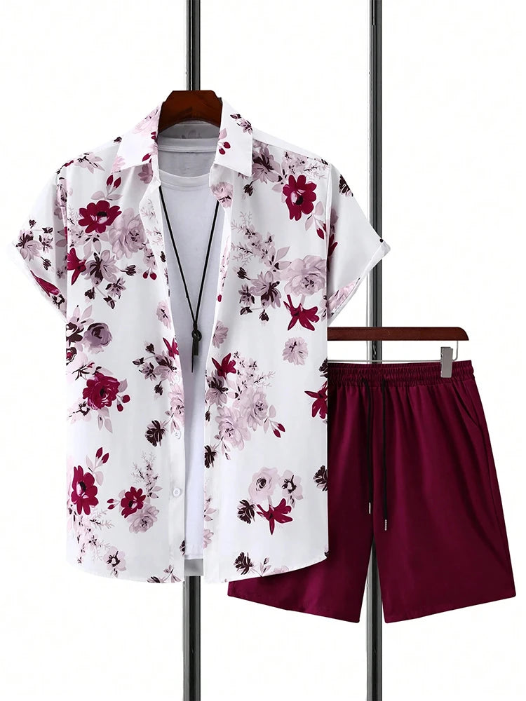 Ensemble chemise hawaïenne + short de plage pour homme