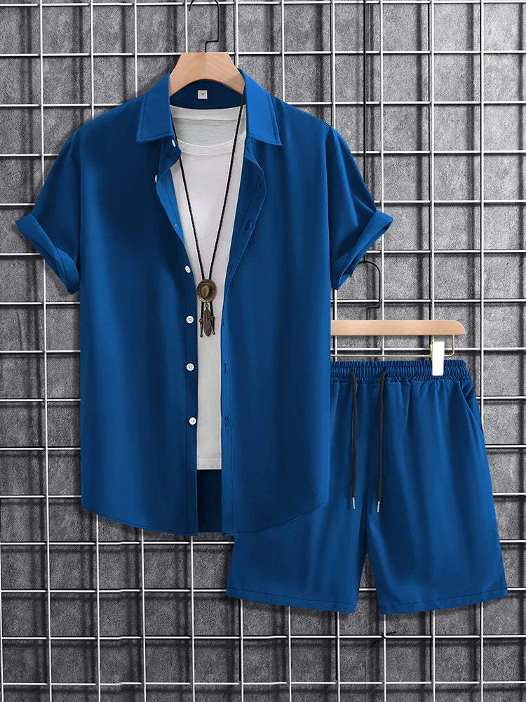 Ensemble chemise + short homme imprimé 3D