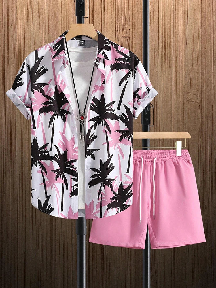 Ensemble chemise hawaïenne + short de plage pour homme