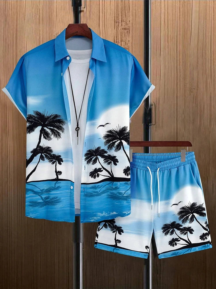 Ensemble chemise hawaïenne + short de plage pour homme