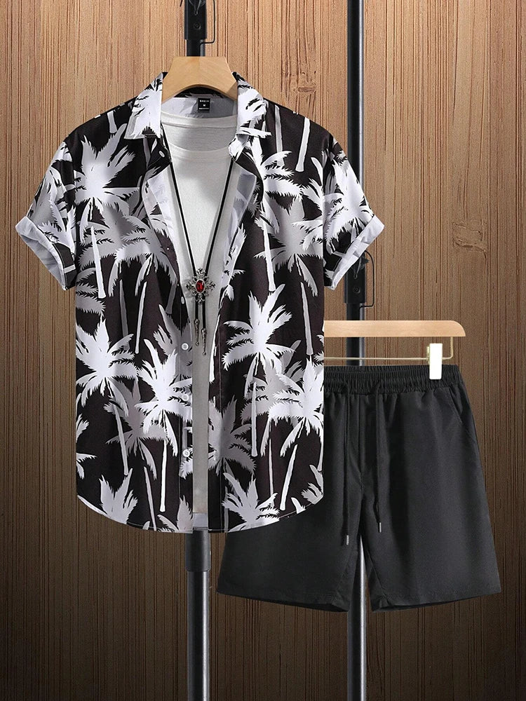 Ensemble chemise hawaïenne + short de plage pour homme
