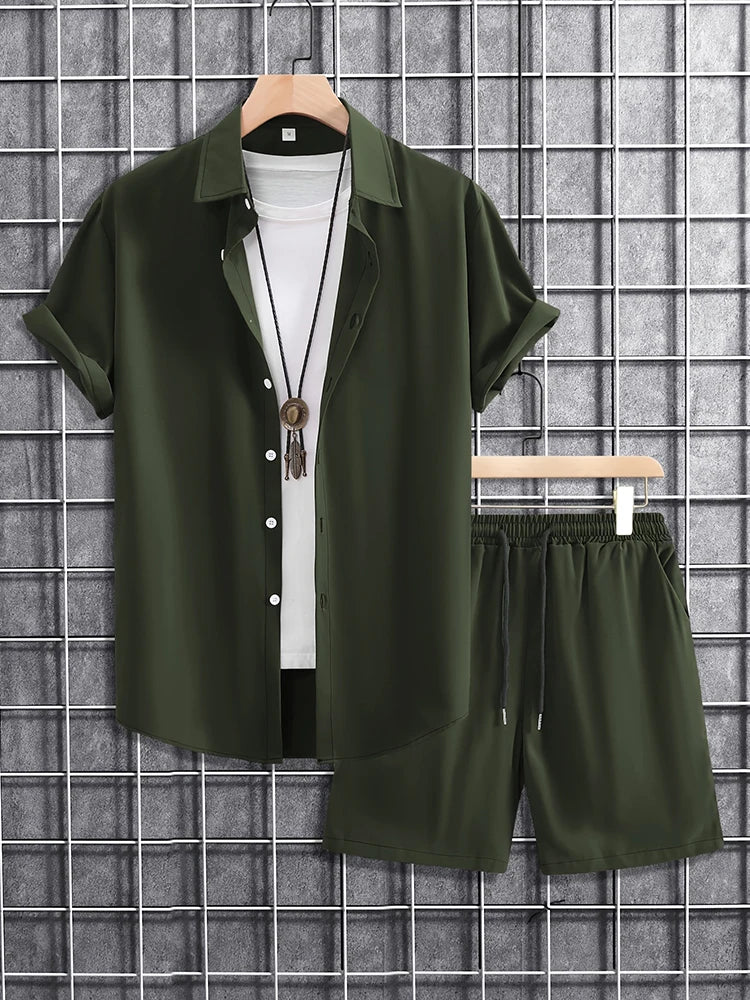 Ensemble chemise + short homme imprimé 3D