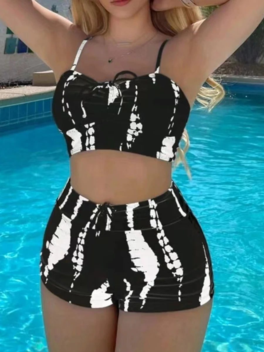 Bikini taille haute avec lien frontal - Maillot de bain femme