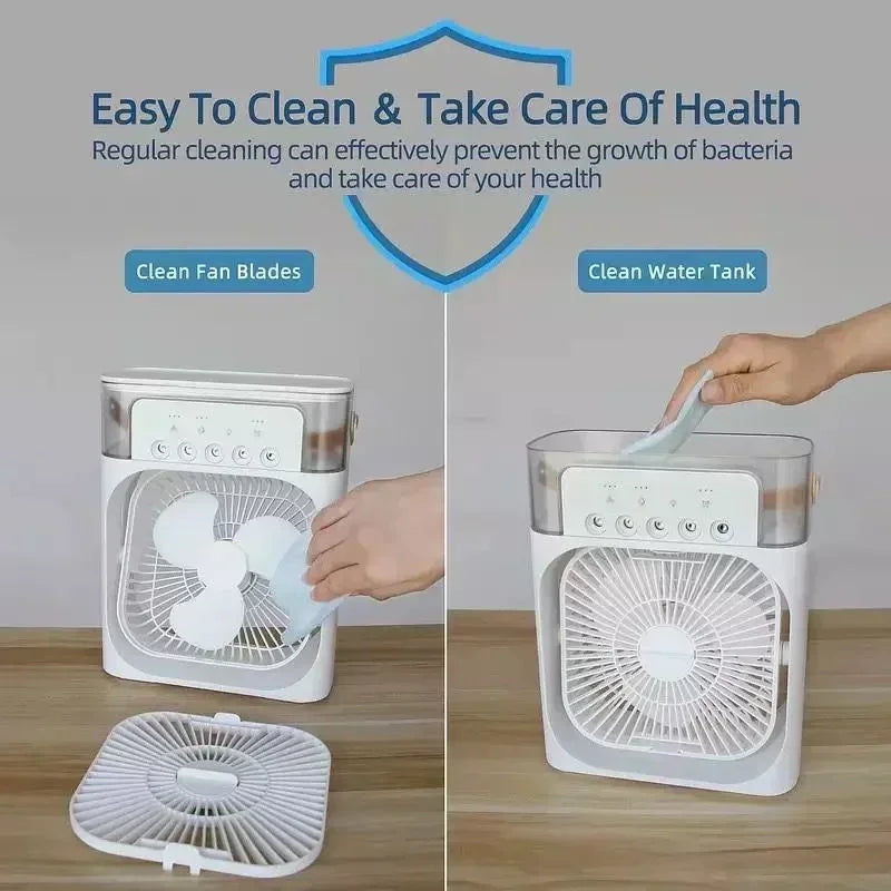 Ventilateur 3-en-1 : Climatiseur, Humidificateur et Veilleuse LED
