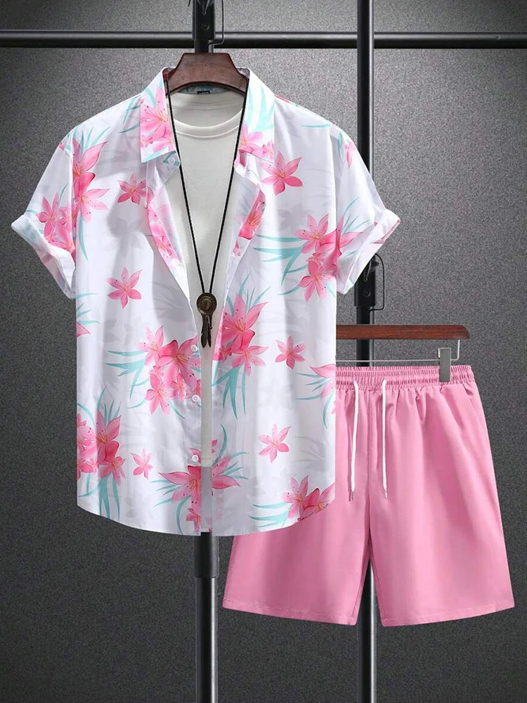 Ensemble chemise + short homme imprimé 3D