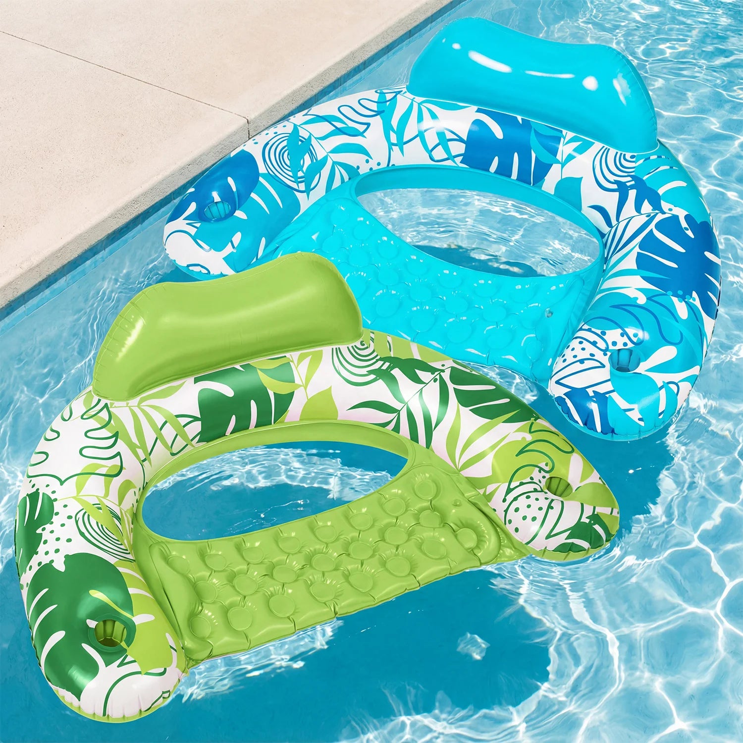 Fauteuils Gonflables Piscine – Lot de 2 avec Porte-Gobelet