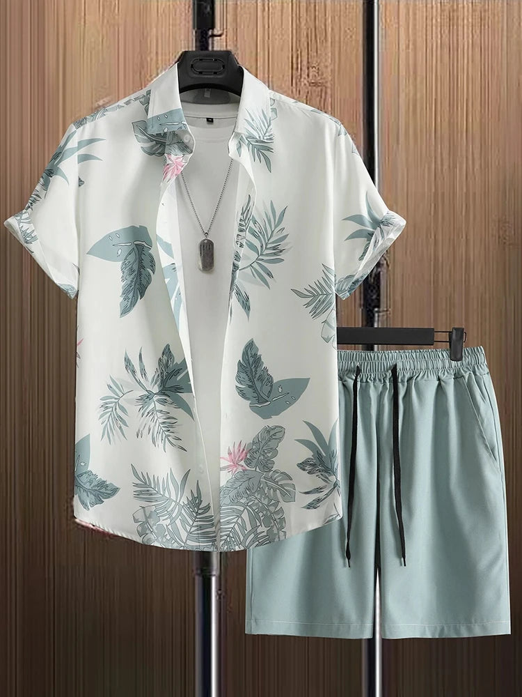 Ensemble chemise hawaïenne + short de plage pour homme