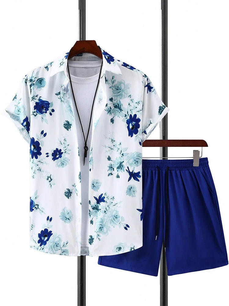 Ensemble chemise hawaïenne + short de plage pour homme