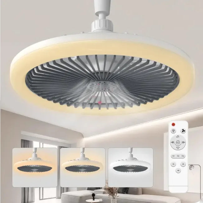 Ventilateur de plafond rotatif 3-en-1 avec télécommande — Lumière LED E27