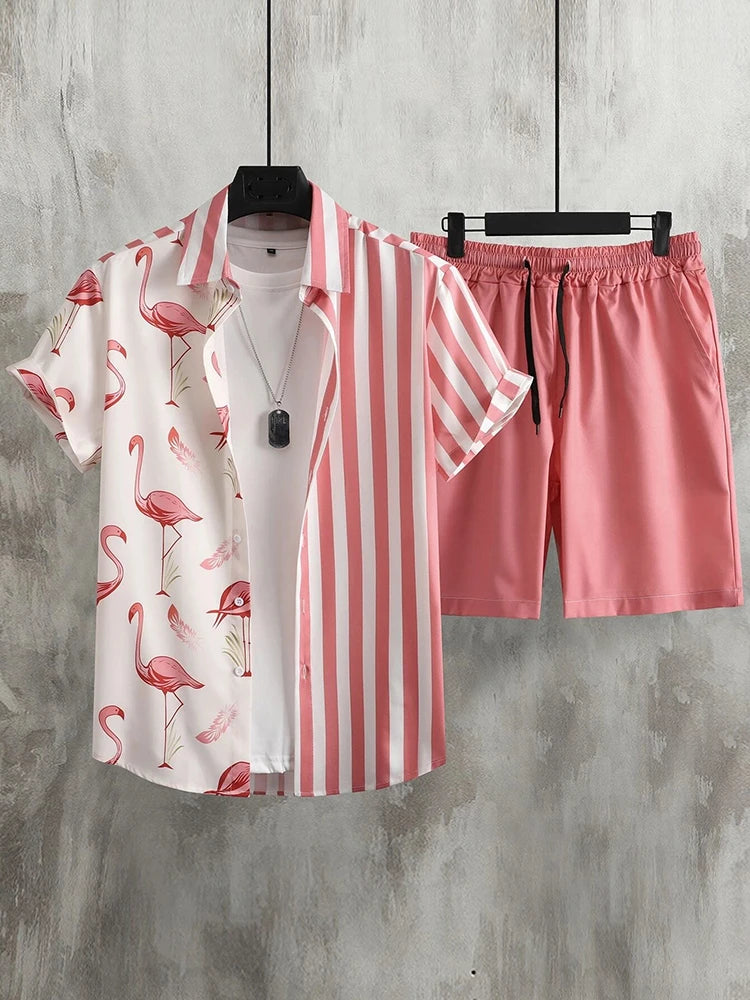 Ensemble chemise hawaïenne + short de plage pour homme