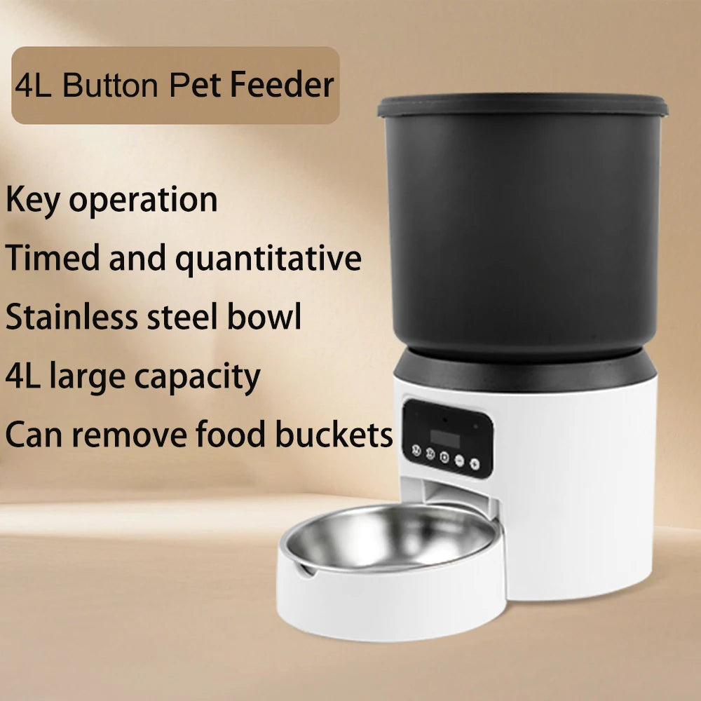 4L Automatic Cat Feeder Pet Smart Cat Food Kibble Dispenser Button Version WiFi Camera Smart Video Auto Feeder Bowl For Cat Dog