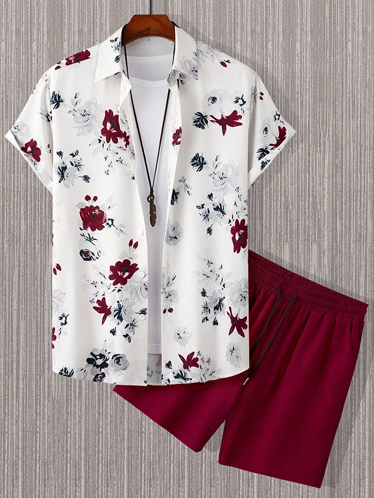 Ensemble chemise hawaïenne + short de plage pour homme