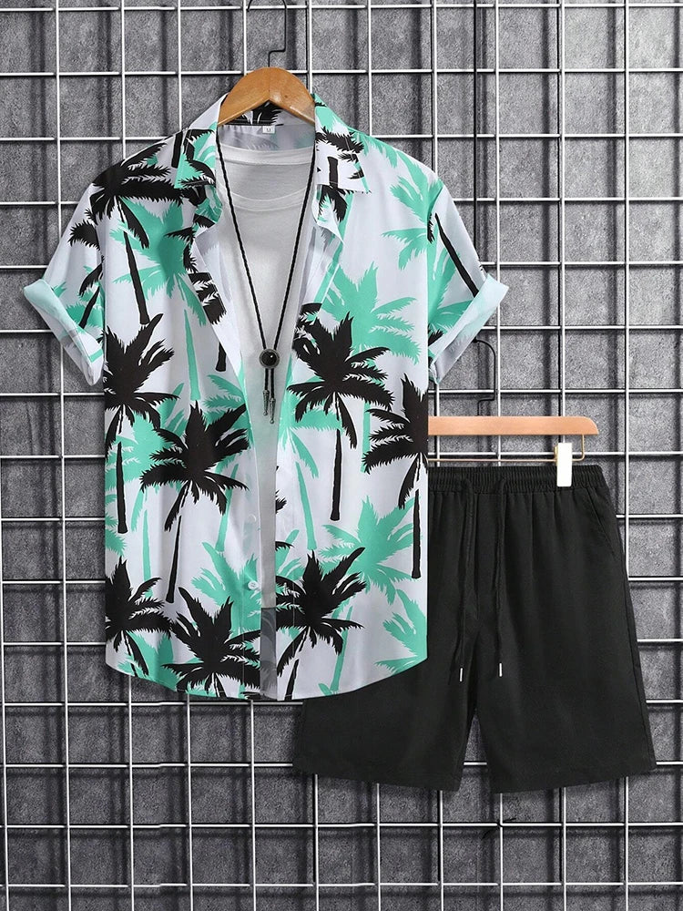 Ensemble chemise hawaïenne + short de plage pour homme