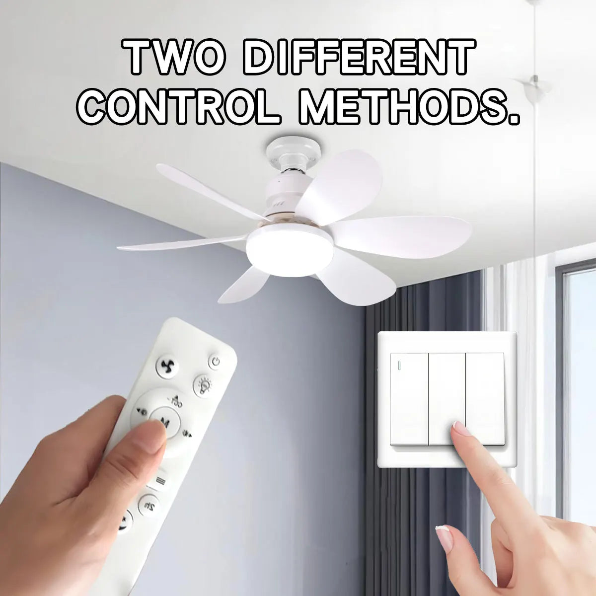 Ventilateur de plafond LED E27 avec télécommande et variateur — 30W/40W
