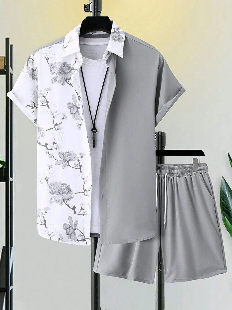Ensemble chemise hawaïenne + short de plage pour homme