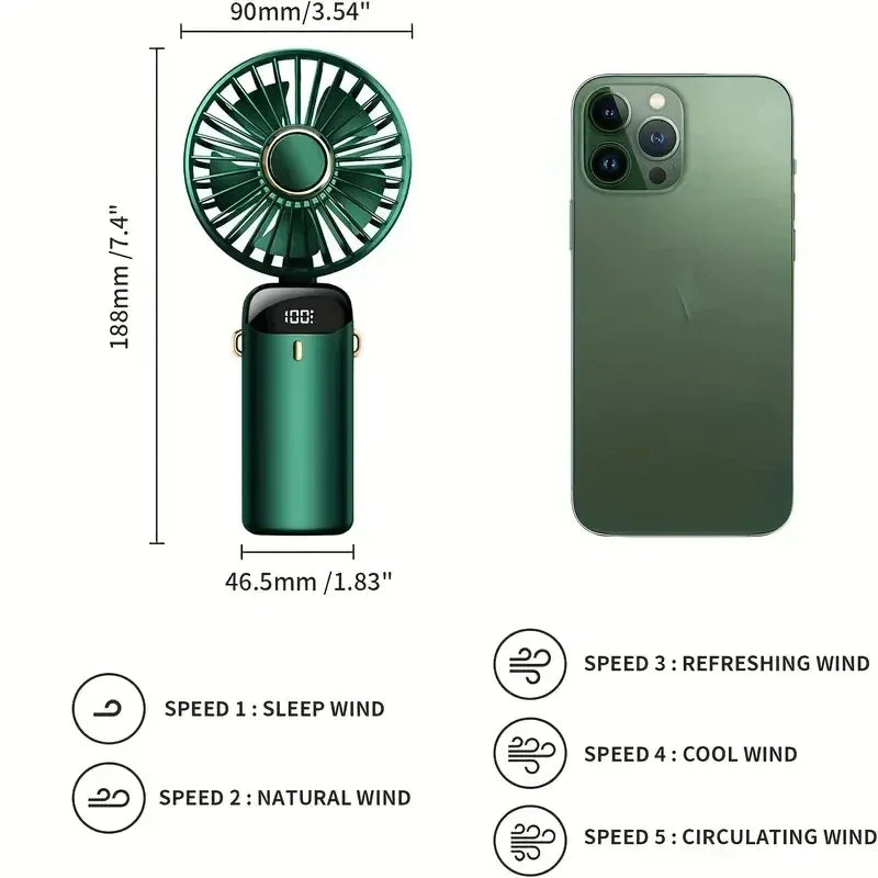 Ventilateur rechargeable LED avec affichage digital