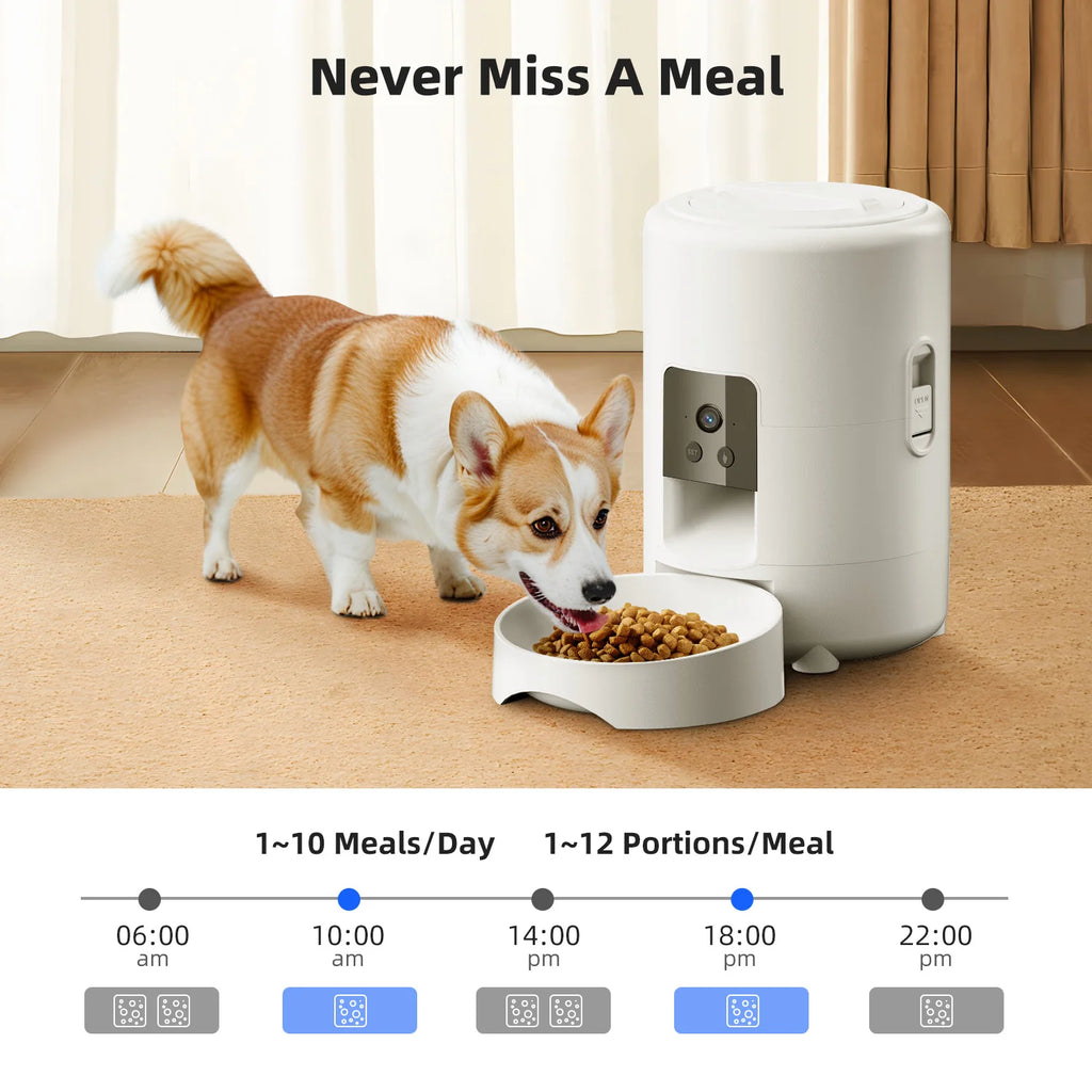 2L Cat Automatic Feeder, Smart Cat Food Distributor, Three Models: Button Model; WIFI Model: Video Model Can Be Selected