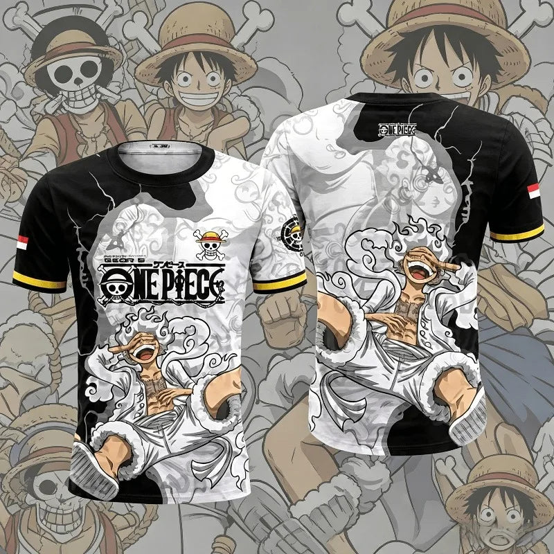 Maillot de Football Anime One Piece Luffy Gear5 – T-shirt Vintage Sport Unisexe (Homme, Femme, Enfant)