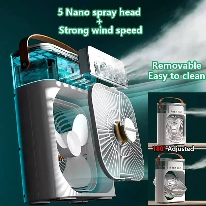 Ventilateur 3-en-1 : Climatiseur, Humidificateur et Veilleuse LED
