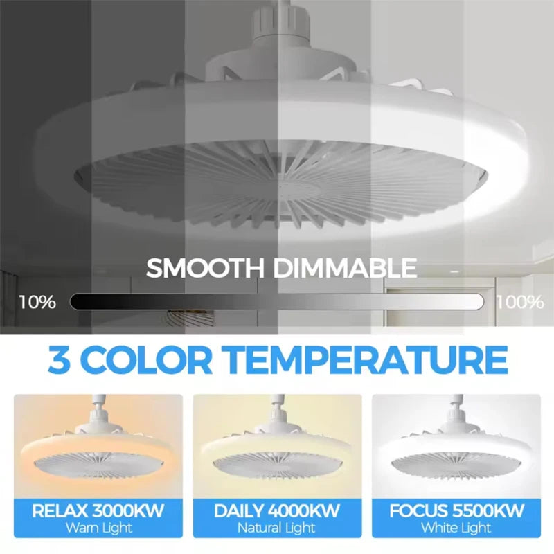 Ventilateur de plafond rotatif 3-en-1 avec télécommande — Lumière LED E27