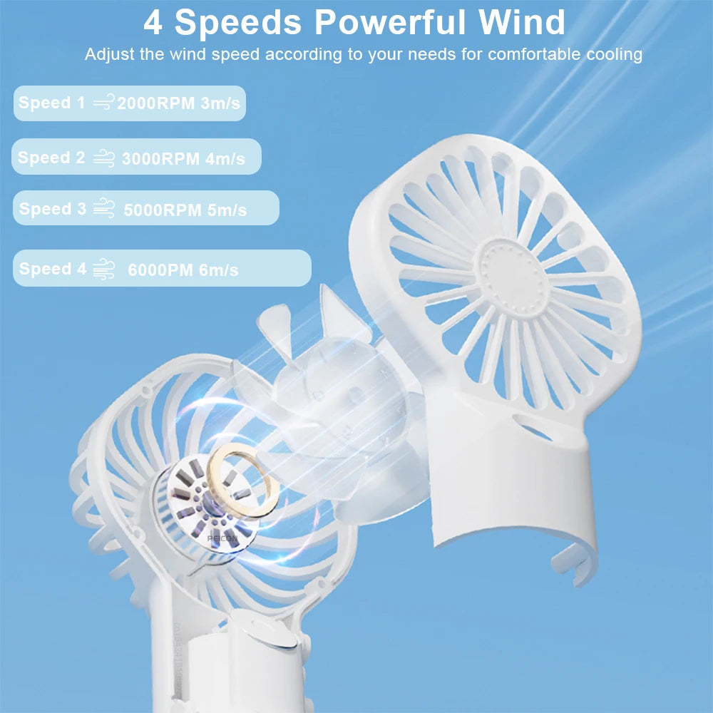 Ventilateur brumisateur portable rechargeable USB - 4 vitesses