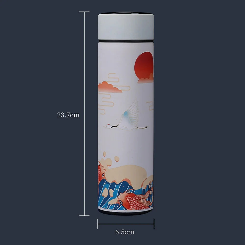 Gourde Thermos Intelligente – Affichage Température & Style Rétro Chinois