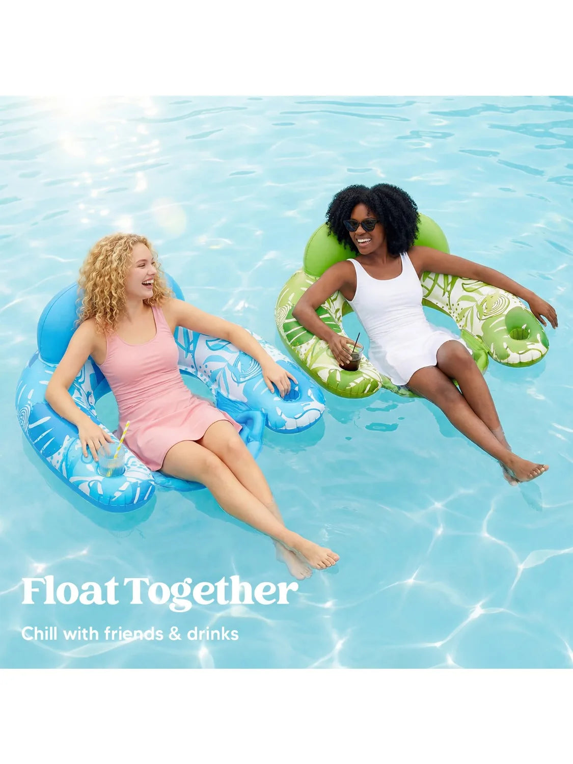 Fauteuils Gonflables Piscine – Lot de 2 avec Porte-Gobelet