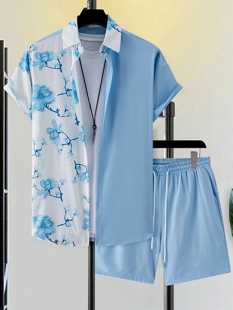 Ensemble chemise hawaïenne + short de plage pour homme
