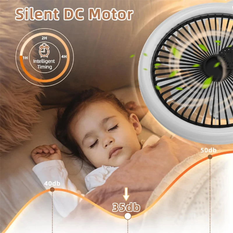 Ventilateur de plafond rotatif 3-en-1 avec télécommande — Lumière LED E27