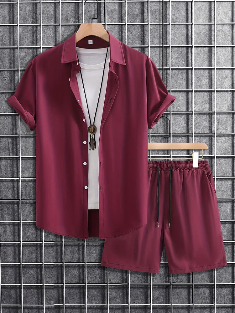 Ensemble chemise + short homme imprimé 3D