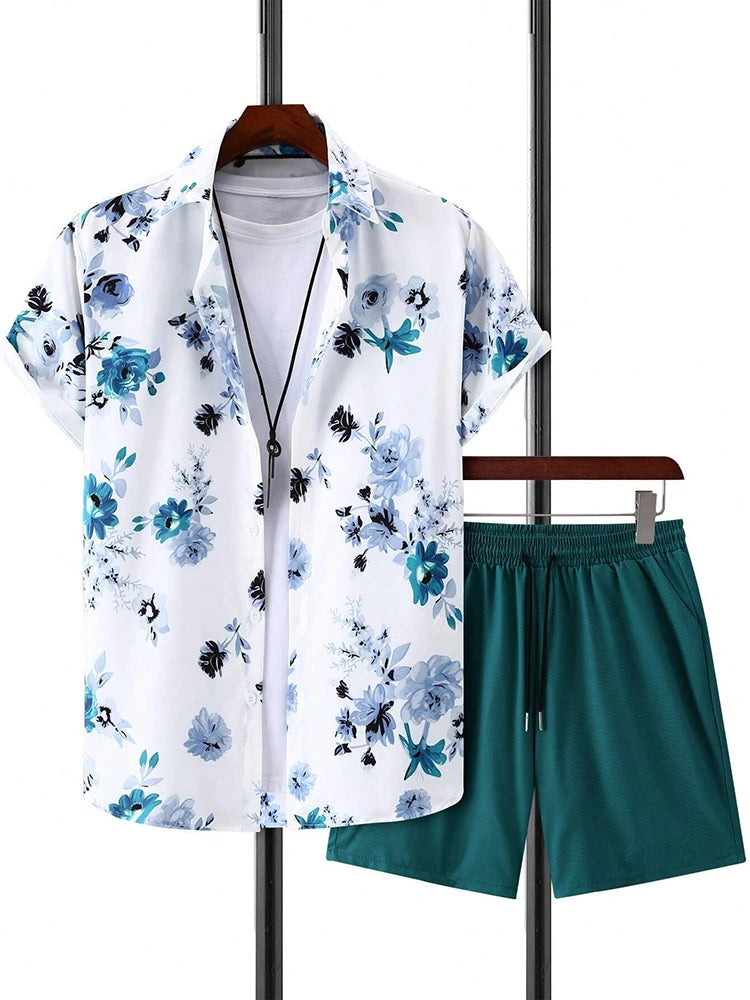 Ensemble chemise hawaïenne + short de plage pour homme