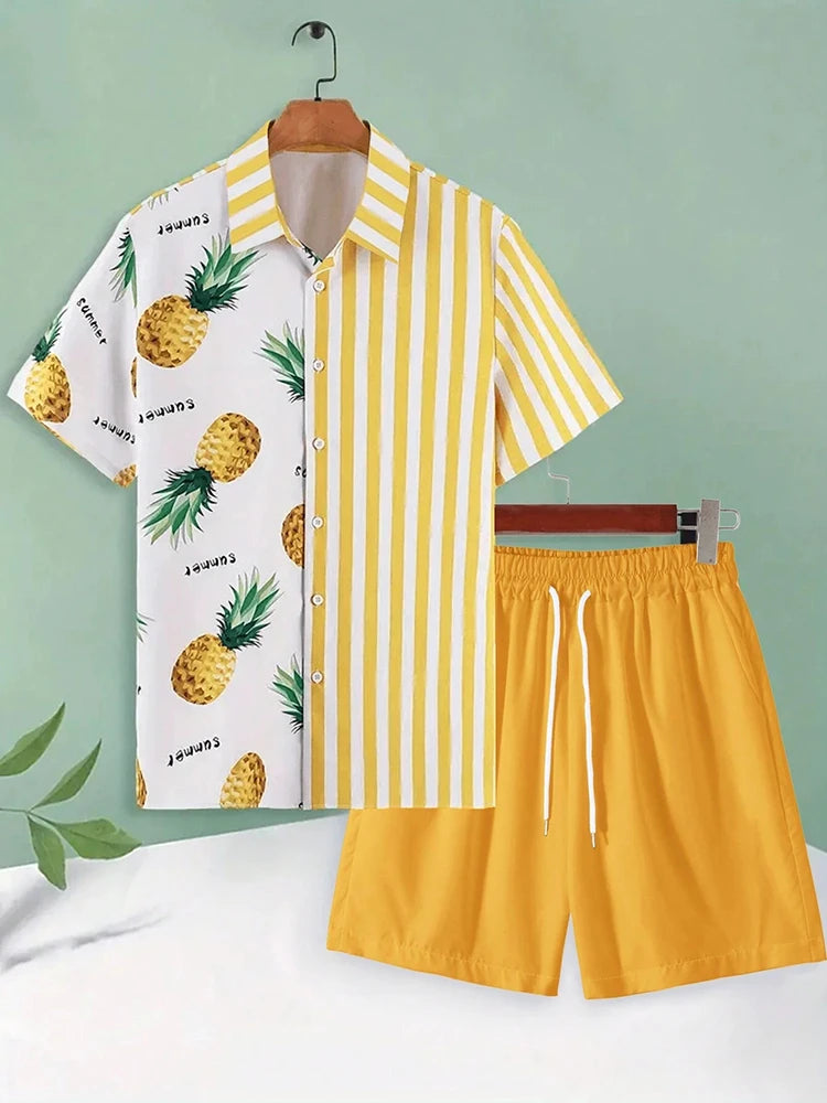 Ensemble chemise hawaïenne + short de plage pour homme