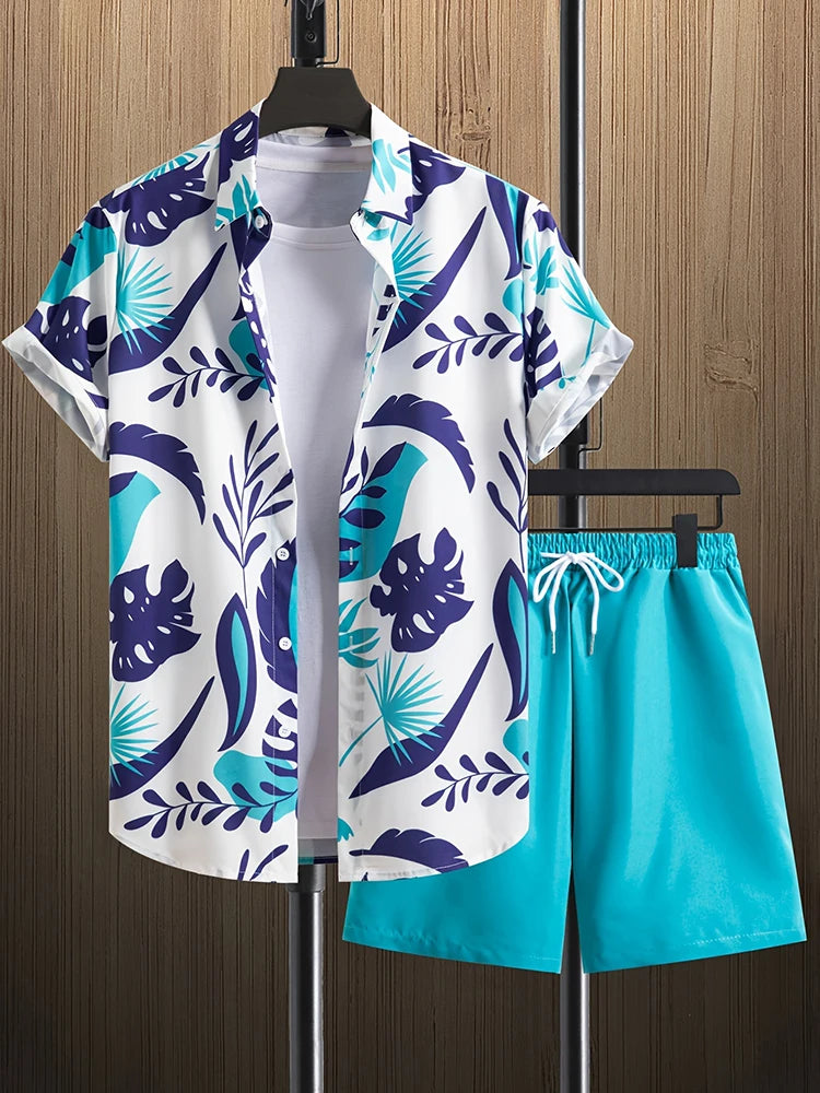 Ensemble chemise + short homme imprimé 3D