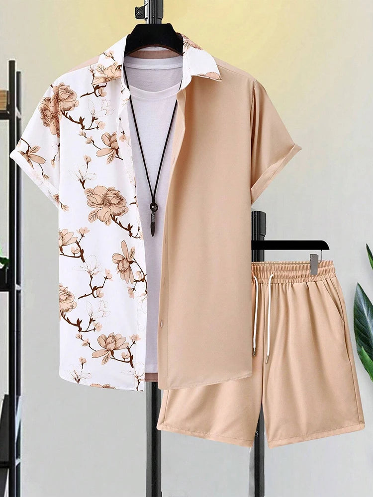 Ensemble chemise hawaïenne + short de plage pour homme