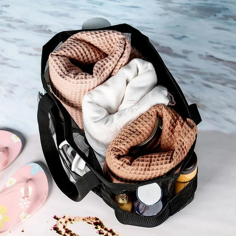 Grand Sac de Plage Mesh – Portable & Léger | Noir