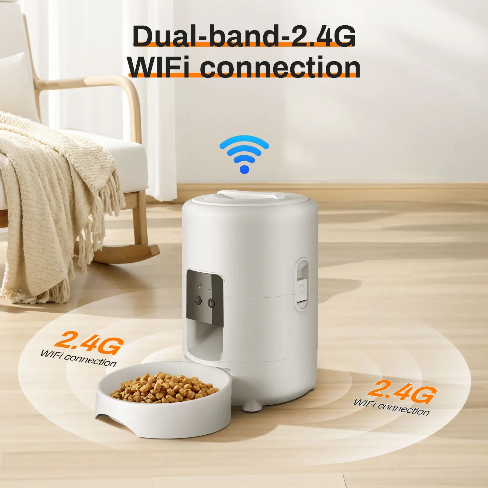 2L Cat Automatic Feeder, Smart Cat Food Distributor, Three Models: Button Model; WIFI Model: Video Model Can Be Selected