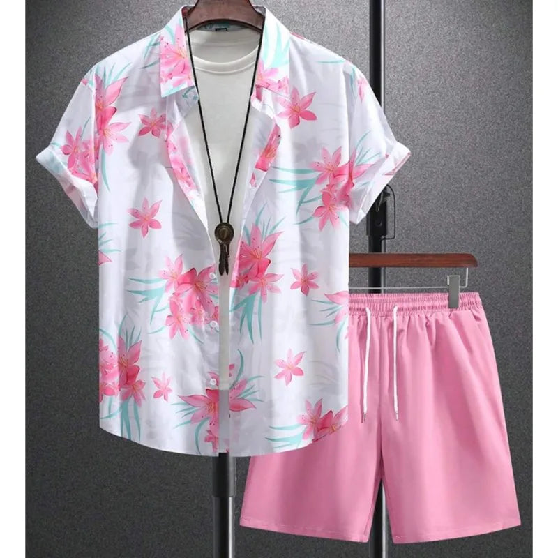 Ensemble chemise + short homme imprimé 3D