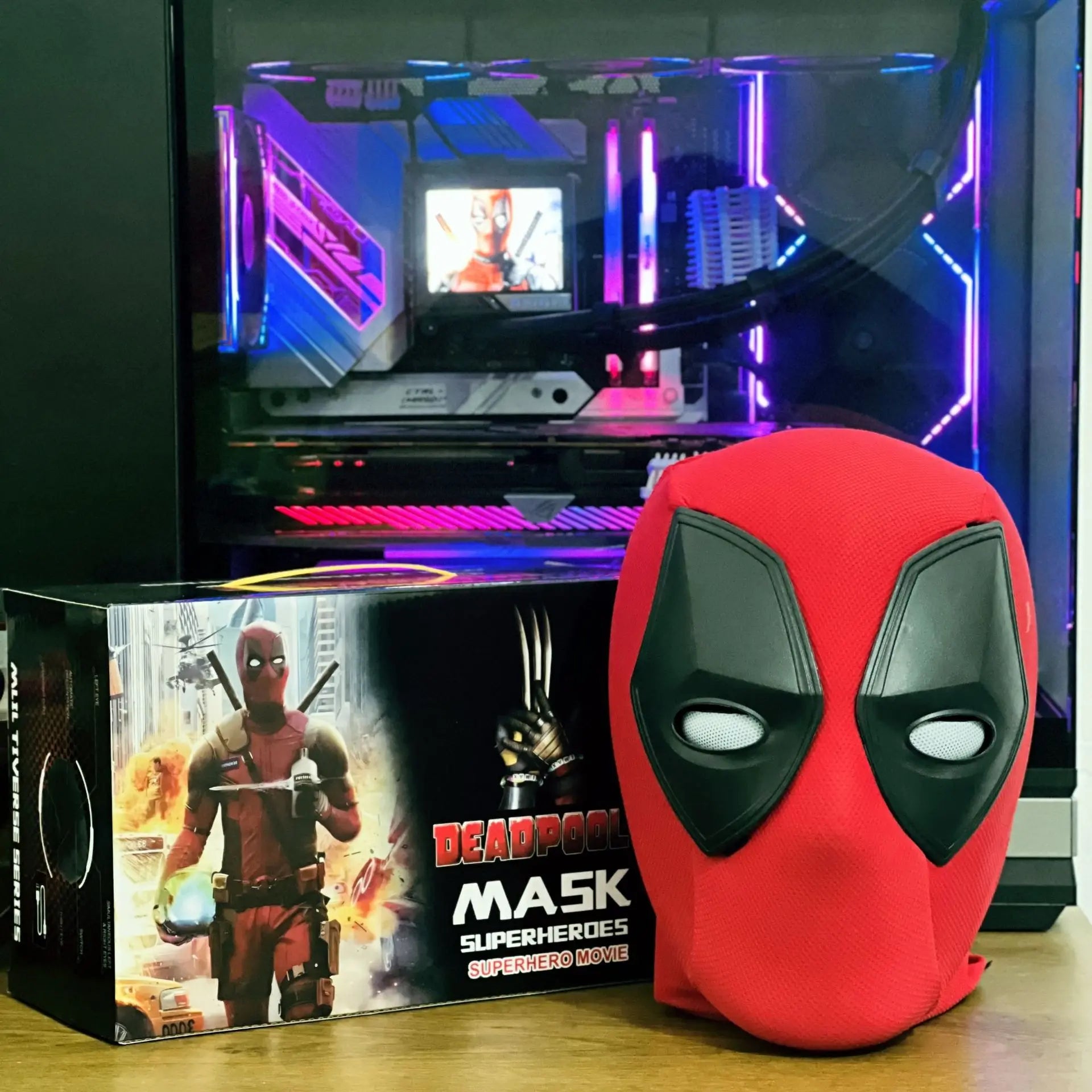 Casque Électrique Deadpool – LED Clignotante & Brillante | Cosplay Marvel