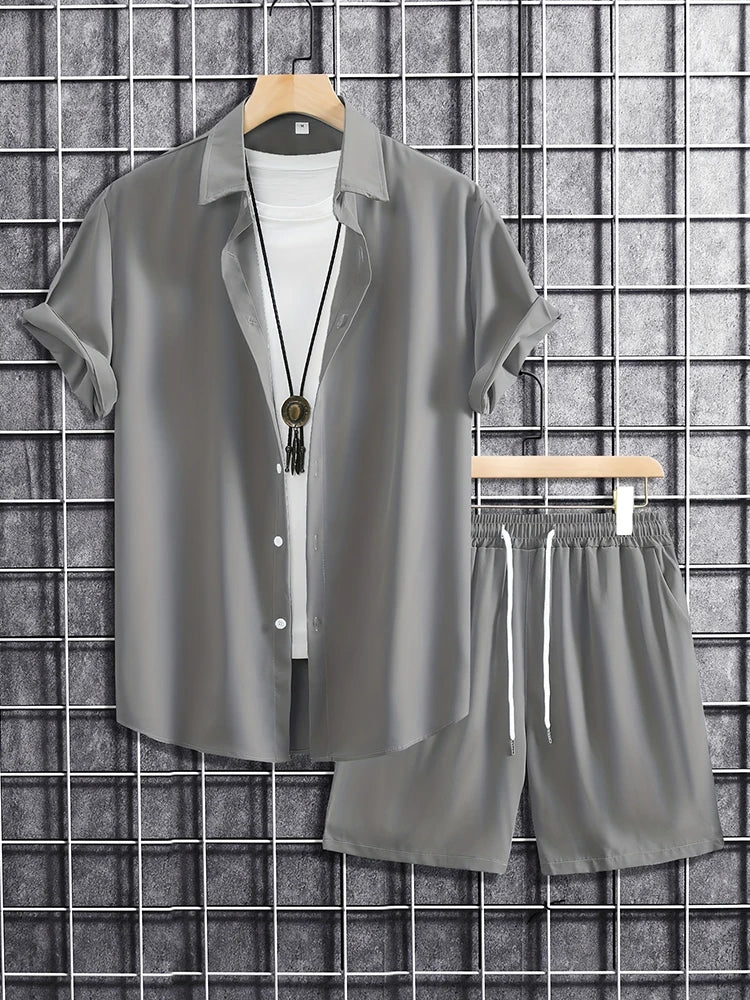 Ensemble chemise + short homme imprimé 3D