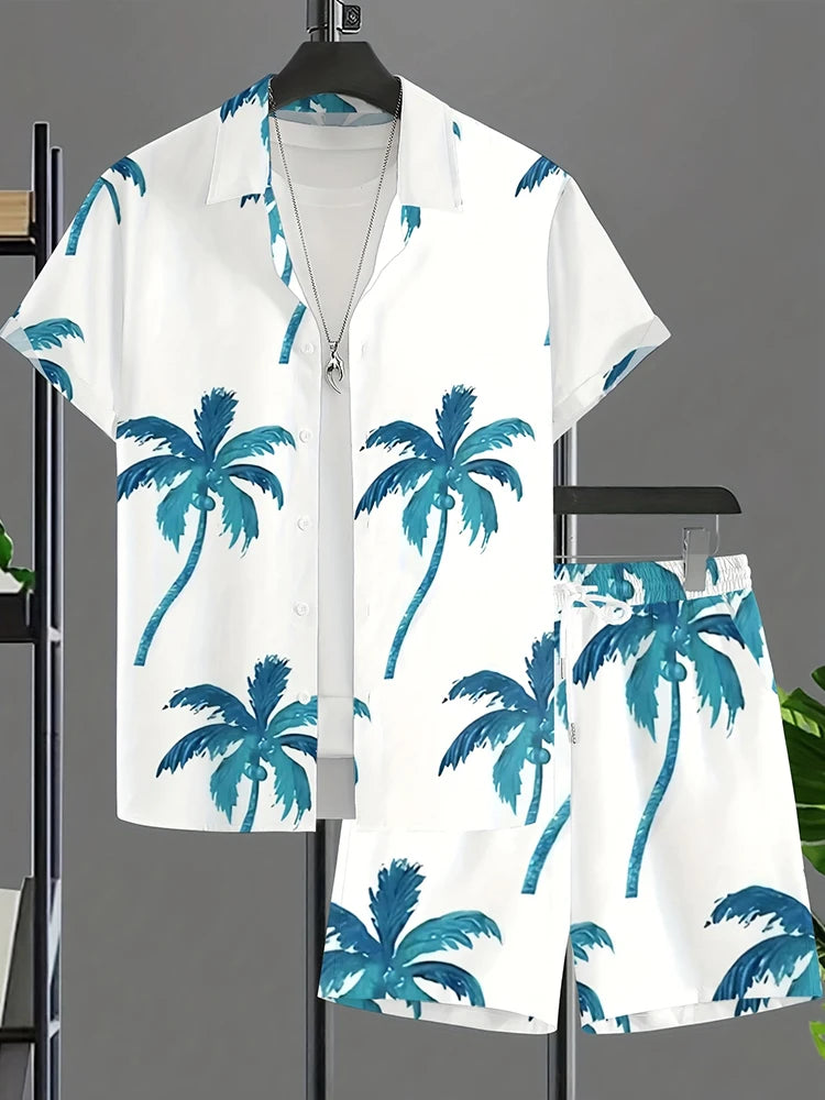 Ensemble chemise + short homme imprimé 3D