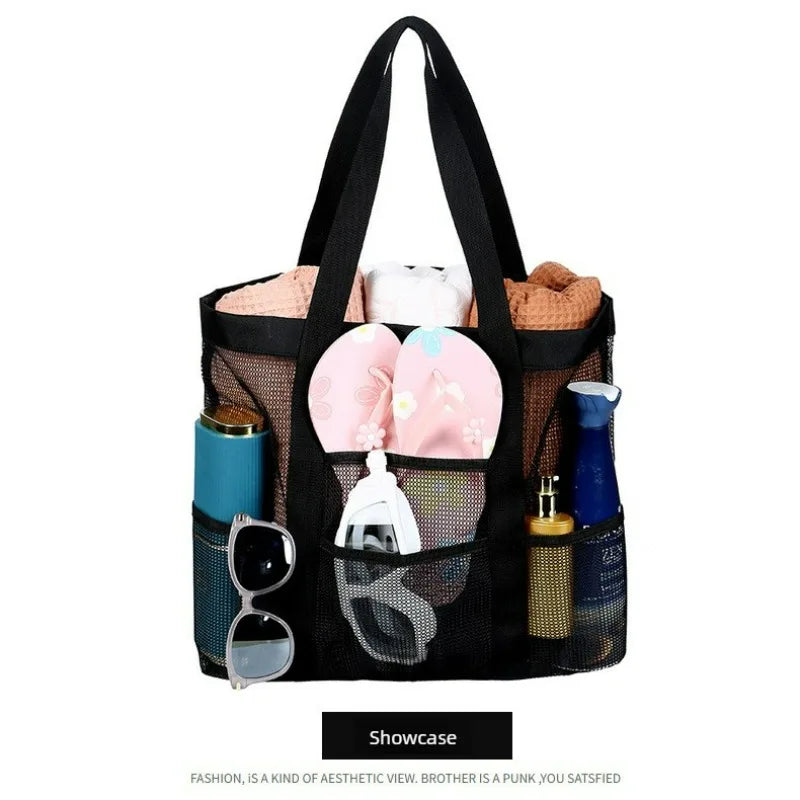 Grand Sac de Plage Mesh – Portable & Léger | Noir