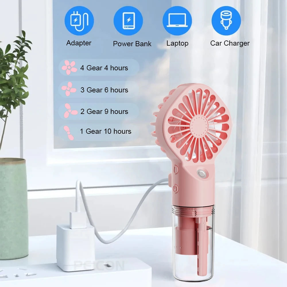 Ventilateur brumisateur portable rechargeable USB - 4 vitesses